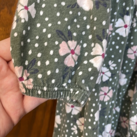 CARTERS UGC Girls Size 6/6x Green pink floral midi dress elastic waist sleeve - Picture 7 of 12
